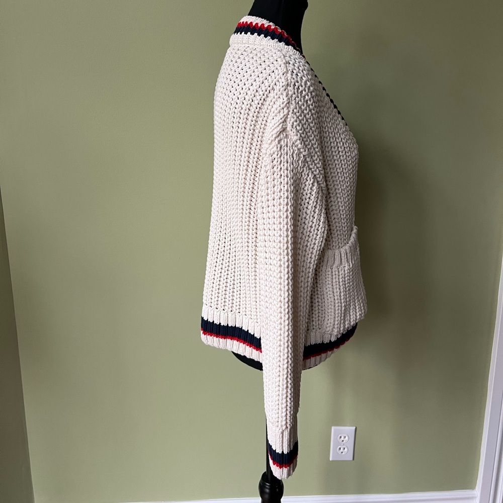 🔥 FINAL SALE $35 Zara Varsity Collegiate Chunky Loop Knit Cream Cardigan Sweater - Picture 6 of 15